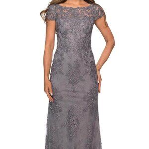 NWT La Femme 27856 Mother of the Bride Dress Dark Platinum Size 14